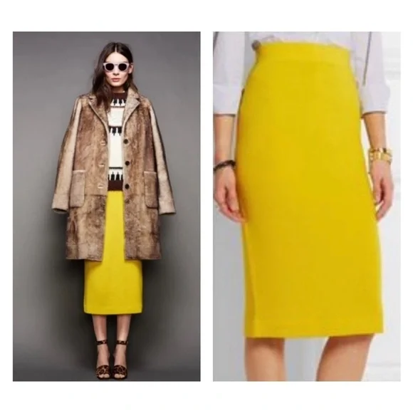 J.Crew yellow merino wool knit pencil skirt size small - Picture 1 of 14